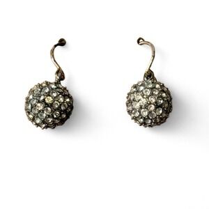 Silver Rhinestone Disco Ball Dangle Earrings